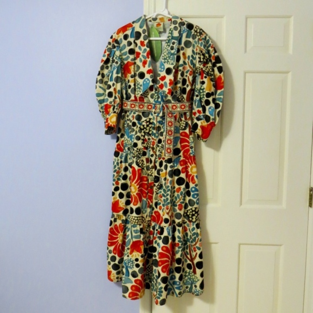 FARM Rio Cream Maxi Dress with Red, Blue & Black Floral Print
